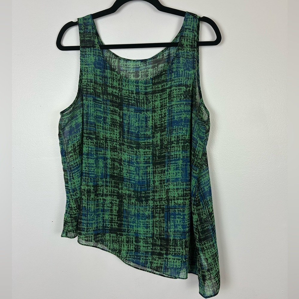 CAbi Green & Blue 2 Piece Short Sleeve Blouse Size Large - Picture 9 of 12
